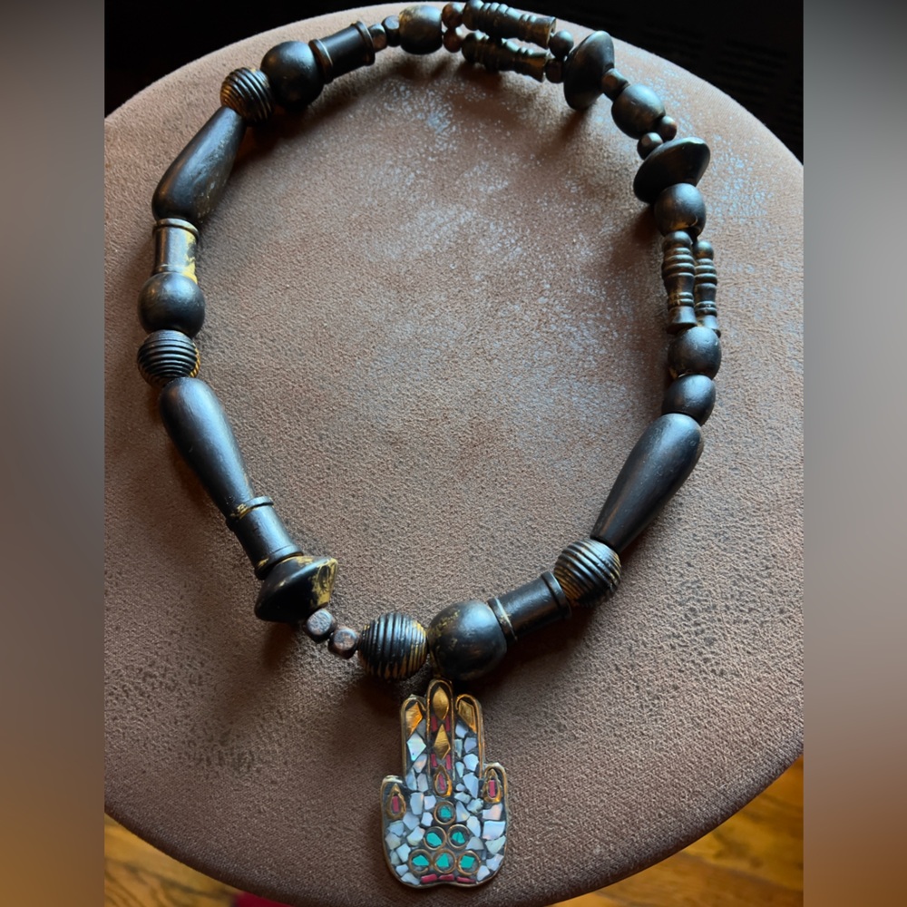 Hamsa Hand 24” beaded necklace